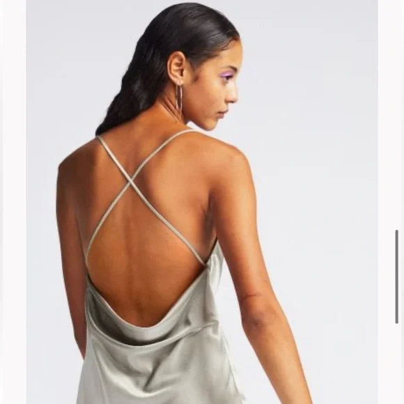 H&M | Dresses | Hm Divided Light Silver Green Dress Nwt | Poshmark